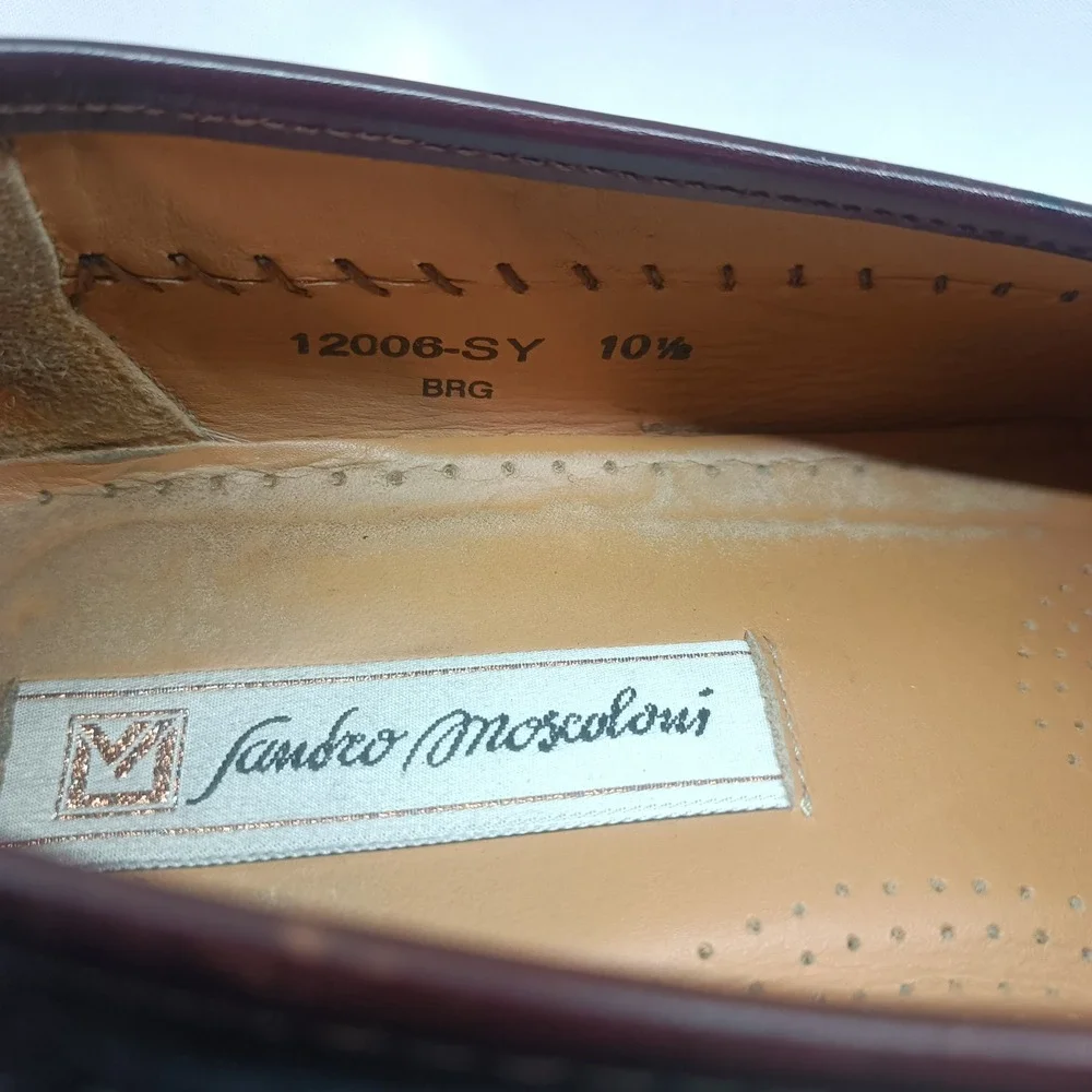 Sandro‎ Moscoloni Mens 10.5 Burgundy Leather Kiltie Tassel Loafers Casual Formal